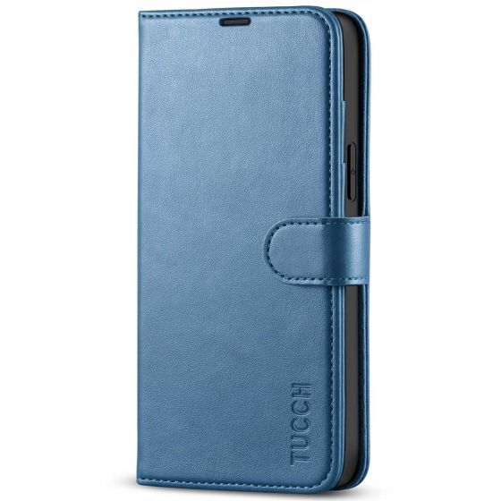 TUCCH iPhone 13 Pro Max Wallet Case, iPhone 13 Pro Max PU Leather Case with Folio Flip Book RFID Blocking, Stand, Card Slots, Magnetic Clasp Closure - Light Blue