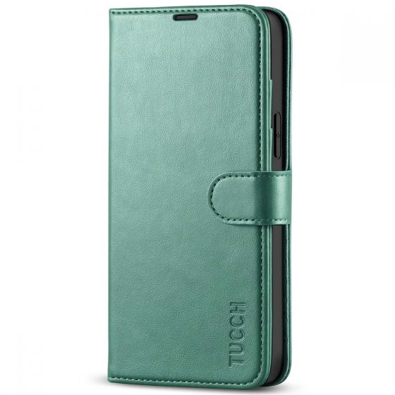 TUCCH iPhone 13 Pro Max Wallet Case, iPhone 13 Pro Max PU Leather Case with Folio Flip Book RFID Blocking, Stand, Card Slots, Magnetic Clasp Closure - Myrtle Green