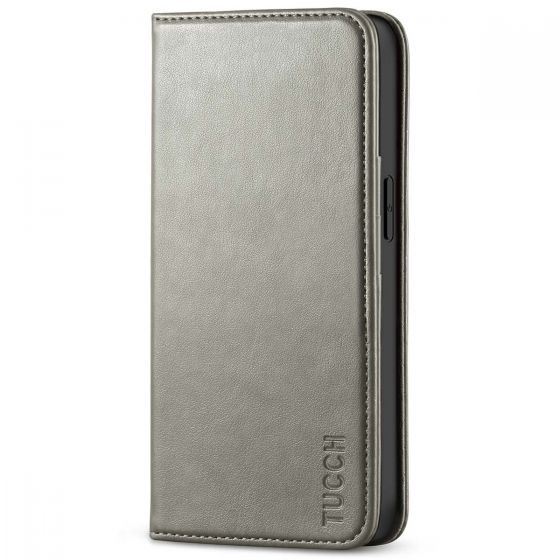TUCCH iPhone 13 Pro Wallet Case, iPhone 13 Pro PU Leather Case with Folio Flip Book Style, Kickstand, Card Slots, Magnetic Closure - Grey