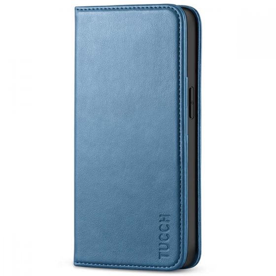 TUCCH iPhone 13 Pro Wallet Case, iPhone 13 Pro PU Leather Case with Folio Flip Book Style, Kickstand, Card Slots, Magnetic Closure - Light Blue