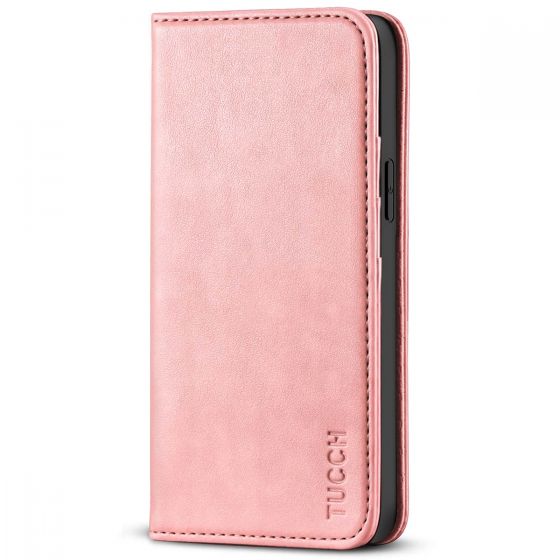 Tucch Iphone 13 Pro Max Leather Case, Iphone 7 Bookcase Rose Gold