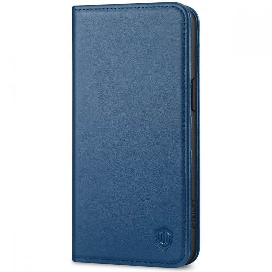 SHIELDON iPhone 15 Pro Max Genuine Leather Wallet Case, iPhone 15 Pro Max Folio Cover with Card Slots - Royal Blue