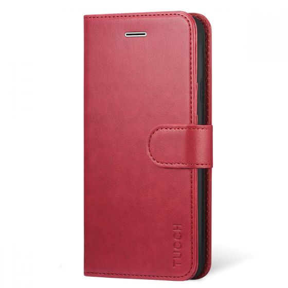 TUCCH iPhone XS Max Wallet Case - Leather Cover, Stand, Flip Style - Red