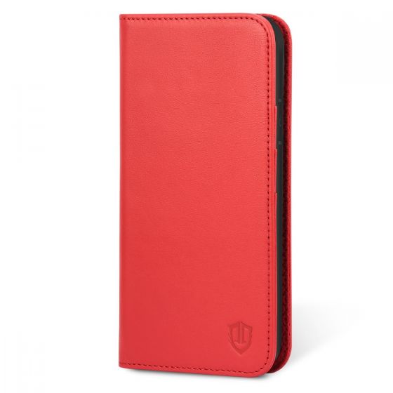 SHIELDON iPhone XS Max Case, iPhone 10S Max Genuine Leather Wallet Case - Auto Wake/Sleep, Kickstand, Magnetic Closure - Red