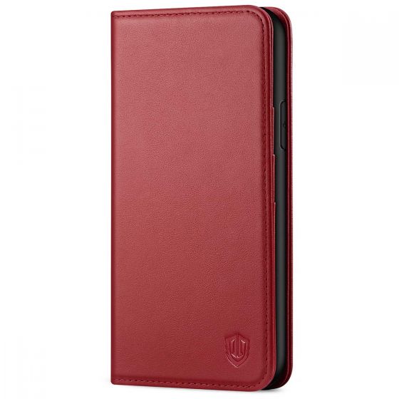 SHIELDON iPhone XR Wallet Case - iPhone XR Leather Case - Dark Red