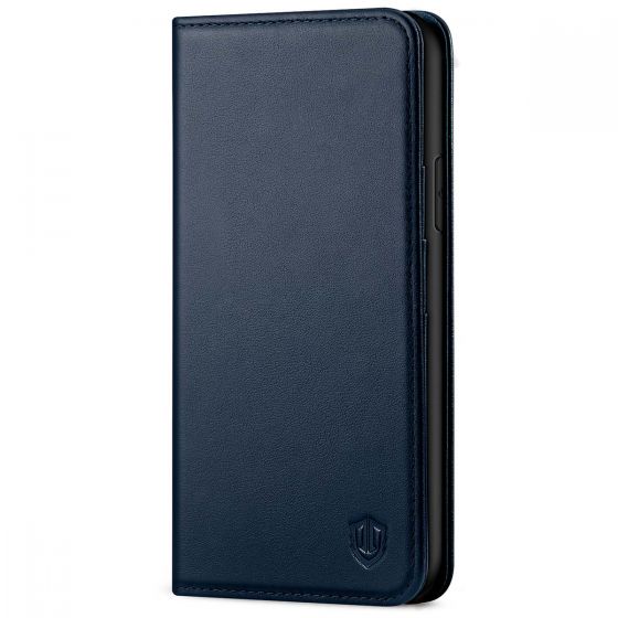 SHIELDON iPhone XR Wallet Case - iPhone XR Leather Case - Navy Blue