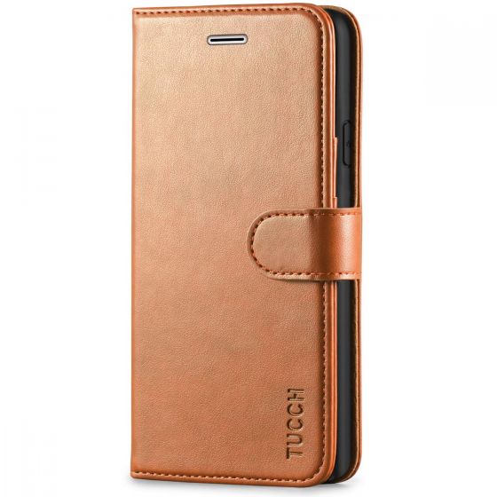 TUCCH iPhone XR Wallet Case - iPhone XR Leather Cover - Light Brown