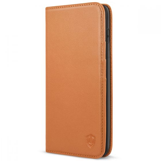 SHIELDON iPhone XS Max Case, Genuine Leather + TPU, Auto Sleep/Wake Up, Full Cover Protection, Handmade - Brown