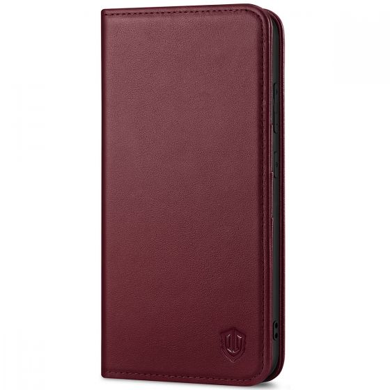 SHIELDON SAMSUNG Galaxy S23FE Wallet Case, SAMSUNG S23FE Leather Cover Flip Folio Book Case - Wine Red