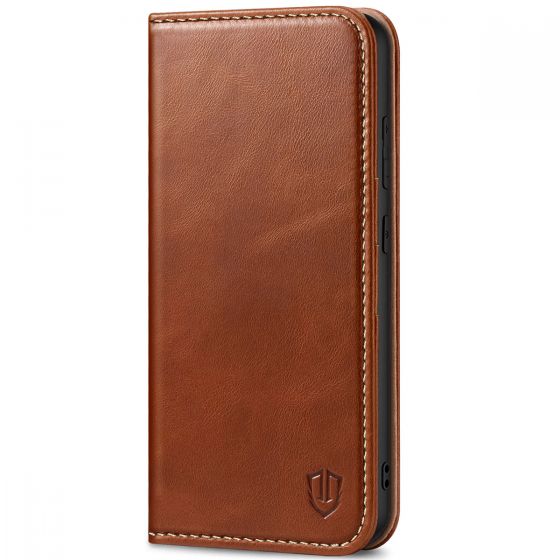 SHIELDON SAMSUNG Galaxy S23FE Wallet Case, SAMSUNG S23FE Leather Cover Flip Folio Book Case - Retro Brown