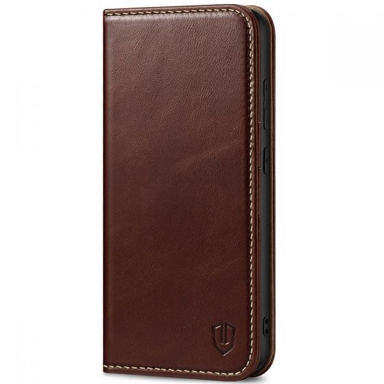 SHIELDON SAMSUNG Galaxy S23FE Wallet Case, SAMSUNG S23FE Leather Cover Flip Folio Book Case - Retro Coffee