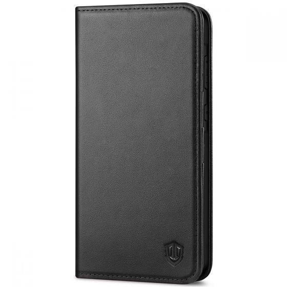 SHIELDON SAMSUNG Galaxy A55 Wallet Case, SAMSUNG A55 Genuine Leather Case RFID Blocking Card Holder Magnetic Closure Kickstand Protective Book Flip Folio Cover - Black