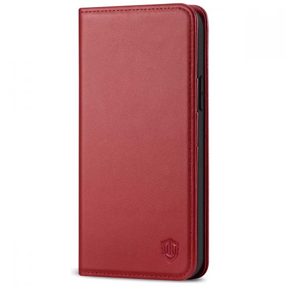 SHIELDON iPhone 12 Wallet Case - iPhone 12 Pro 6.1-inch Folio Leather Case - Dark Red