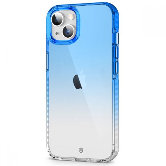 SHIELDON iPhone 13 Clear Case Anti-Yellowing, Transparent Thin Slim Anti-Scratch Shockproof PC+TPU Case with Tempered Glass Screen Protector for iPhone 13 - Blue&Clear