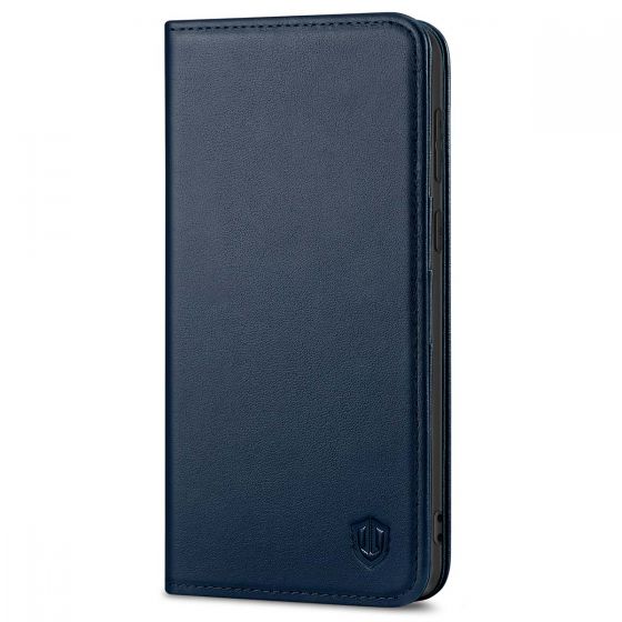 SHIELDON SAMSUNG S21 Wallet Case - SAMSUNG GALAXY S21 6.2-inch Folio Leather Case - Navy Blue