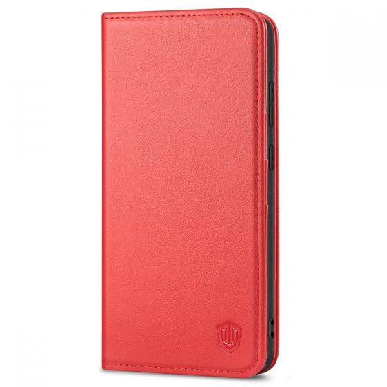 SHIELDON SAMSUNG S21 Wallet Case - SAMSUNG GALAXY S21 6.2-inch Folio Leather Case - Red