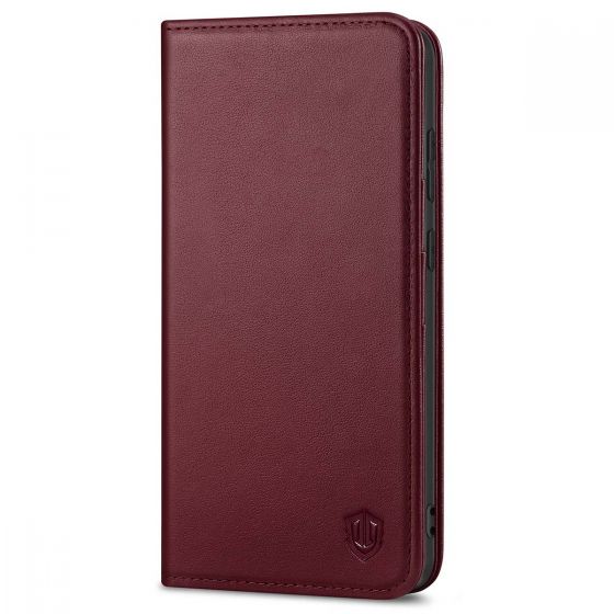 SHIELDON SAMSUNG S21 Wallet Case - SAMSUNG GALAXY S21 6.2-inch Folio Leather Case - Wine Red