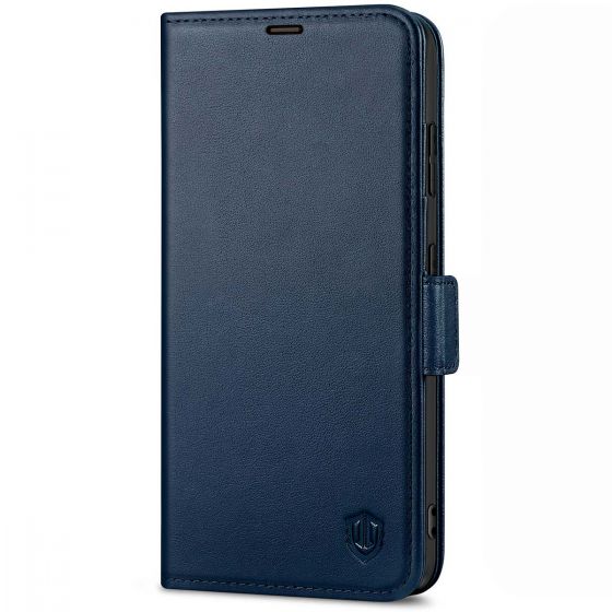 SHIELDON SAMSUNG S21 Ultra Wallet Case - SAMSUNG Galaxy S21 Ultra 6.8-inch Folio Leather Case with Double Magnetic Tab Closure - Navy Blue