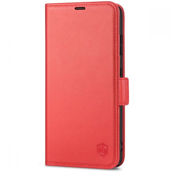 SHIELDON SAMSUNG S21 Ultra Wallet Case - SAMSUNG Galaxy S21 Ultra 6.8-inch Folio Leather Case with Double Magnetic Tab Closure - Red