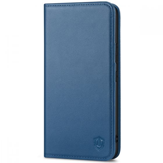 SHIELDON SAMSUNG S22 Wallet Case - SAMSUNG GALAXY S22 Genuine Leather Case Folio Cover - Royal Blue