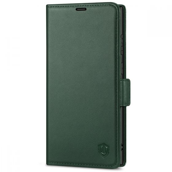 SHIELDON SAMSUNG Galaxy S23 Ultra Wallet Case, SAMSUNG S23 Ultra Leather Cover Flip Folio Book Case - Midnight Green