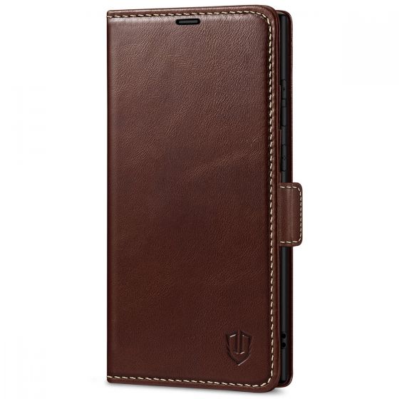 SHIELDON SAMSUNG Galaxy S23 Ultra Wallet Case, SAMSUNG S23 Ultra Leather Cover Flip Folio Book Case - Coffee - Retro