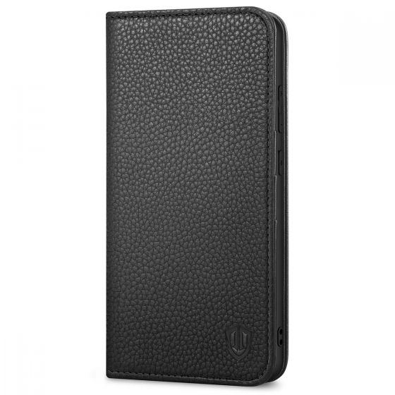 SHIELDON SAMSUNG Galaxy S23 Wallet Case, SAMSUNG S23 Leather Cover Flip Folio Book Case - Black - Full Grain