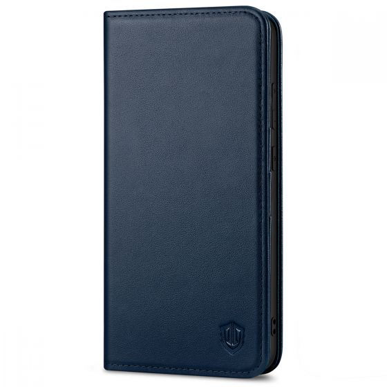 SHIELDON SAMSUNG Galaxy S23 Wallet Case, SAMSUNG S23 Leather Cover Flip Folio Book Case - Navy Blue