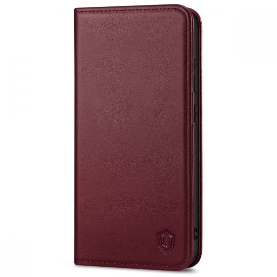 SHIELDON SAMSUNG Galaxy S23 Wallet Case, SAMSUNG S23 Leather Cover Flip Folio Book Case - Wine Red