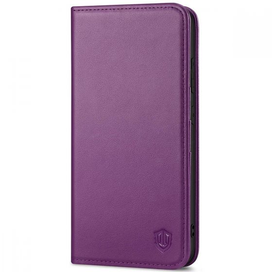 SHIELDON SAMSUNG Galaxy S24 Genuine Leather Wallet Case, SAMSUNG S24 Flip Case Folio Book Magnet Cover - Purple