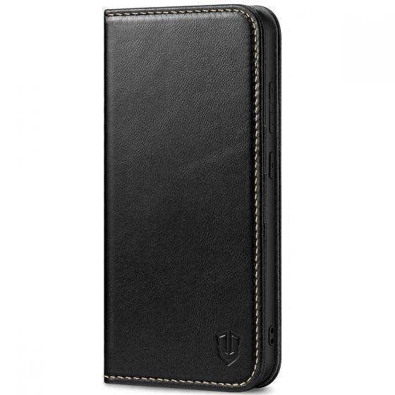 SHIELDON SAMSUNG Galaxy S24 Plus Wallet Case, SAMSUNG S24 Plus Genuine Leather Cover Flip Folio Book Case - Black - Retro