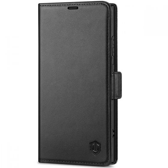 SHIELDON SAMSUNG Galaxy S24 Ultra Wallet Case, SAMSUNG S24 Ultra Leather Cover Flip Folio Book Case - Black