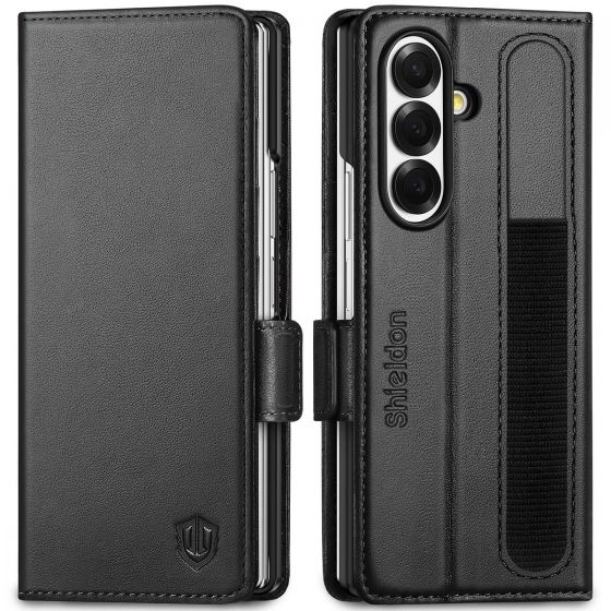 SHIELDON SAMSUNG Galaxy Z Fold7 Genuine Leather Wallet Case, SAMSUNG Z Fold 7 Leather Cover with S Pen Holder, RFID Blocking Card Holder Kickstand Shockproof Flip Folio Book Fold Style Magnetic Closure Phone Case