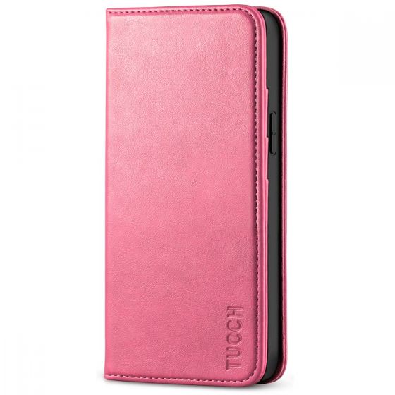 TUCCH iPhone 12 Mini Wallet Case, iPhone 12 Mini Flip Cover, Magnetic Closure Phone Case for Mini iPhone 12 5G 5.4-inch Hot Pink