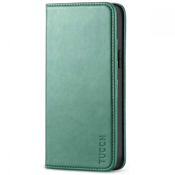 TUCCH iPhone 12 Mini Wallet Case, iPhone 12 Mini Flip Cover, Magnetic Closure Phone Case for Mini iPhone 12 5G 5.4-inch Myrtle Green