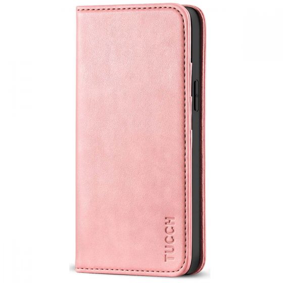 TUCCH iPhone 12 Mini Wallet Case, iPhone 12 Mini Flip Cover, Magnetic Closure Phone Case for Mini iPhone 12 5G 5.4-inch Rose Gold