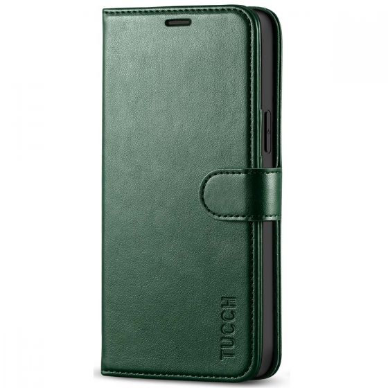 TUCCH iPhone 12 Wallet Case, iPhone 12 Pro Case, iPhone 12 / Pro 6.1-inch Flip Case - Midnight Green