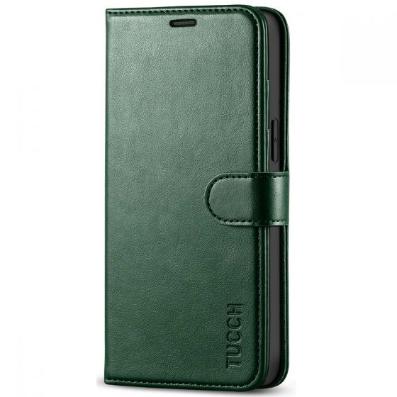 TUCCH iPhone 12 Pro Max Wallet Case, iPhone 12 Pro Max 6.7-inch Flip Case - Midnight Green