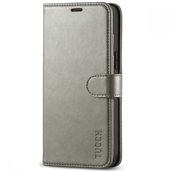 TUCCH iPhone 12 Pro Max Wallet Case, iPhone 12 Pro Max 6.7-inch Flip Case - Grey