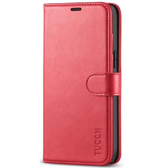 TUCCH iPhone 12 Pro Max Wallet Case, iPhone 12 Pro Max 6.7-inch Flip Case - Red