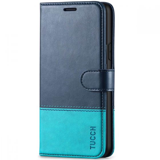 TUCCH iPhone 12 Wallet Case, iPhone 12 Pro Case, iPhone 12 / Pro 6.1-inch Flip Case - Blue & Lake Blue