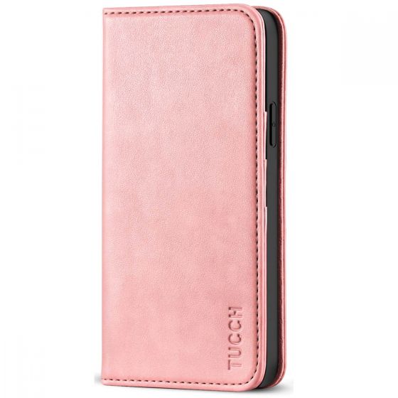TUCCH iPhone 12 Pro Max Wallet Case, iPhone 12 Pro Max PU Leather Case, Flip Cover with Stand, Credit Card Slots, Magnetic Closure for iPhone 12 Pro Max 6.7-inch 5G Rose Gold
