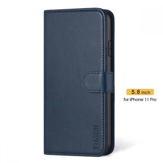 TUCCH iPhone 11 Pro Wallet Case with Magnetic, iPhone 11 Pro Leather Case - Blue
