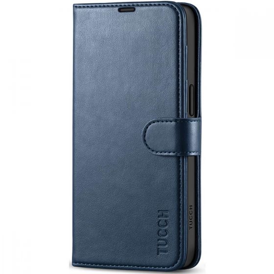 TUCCH iPhone 15 Wallet Case, iPhone 15 PU Leather Case-Dark Blue