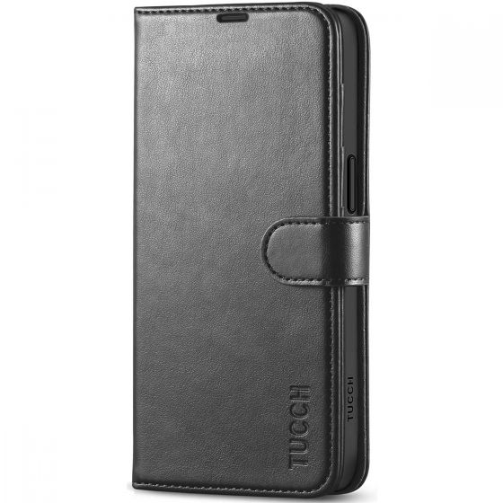 TUCCH iPhone 15 Wallet Case, iPhone 15 PU Leather Case-Black