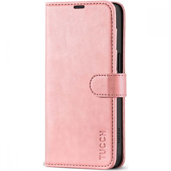 TUCCH iPhone 15 Wallet Case, iPhone 15 PU Leather Case-Rose Gold