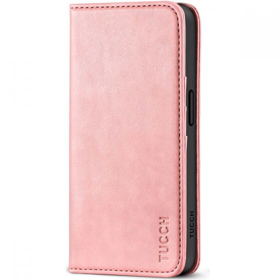 TUCCH iPhone 15 Wallet Case, iPhone 15 Leather Protective Case - Rose Gold