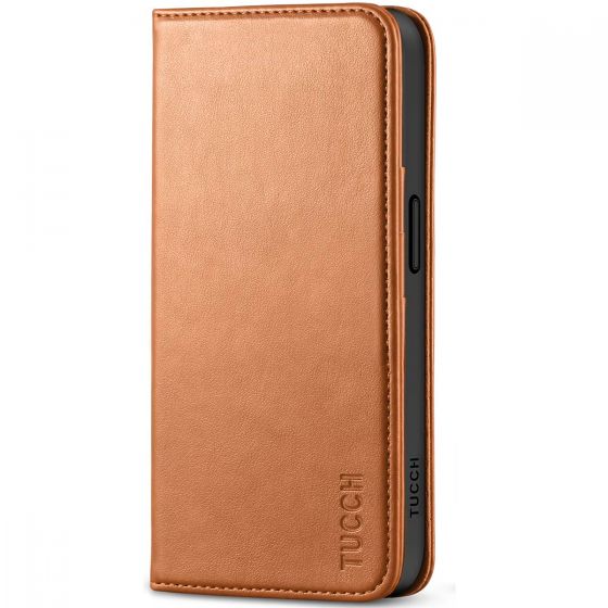 TUCCH iPhone 15 Plus Wallet Case, iPhone 15 Plus Leather Phone Case - Light Brown