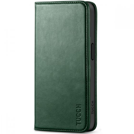 TUCCH iPhone 15 Pro Wallet Case, iPhone 15 Pro Magnet Case - Midnight Green