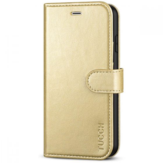 TUCCH iPhone 7 Wallet Case, iPhone 8 Case, Premium PU Leather Case - Shiny Champagne Gold